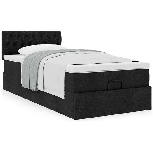 VidaXL Otomanski posteljni okvir z vzmetnico črn 80x200 cm blago Slike