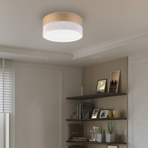  LED stropna svetiljka SIRJA WOOD LED/20W/230V, prečnik 35 cm, bela/hrast Slike