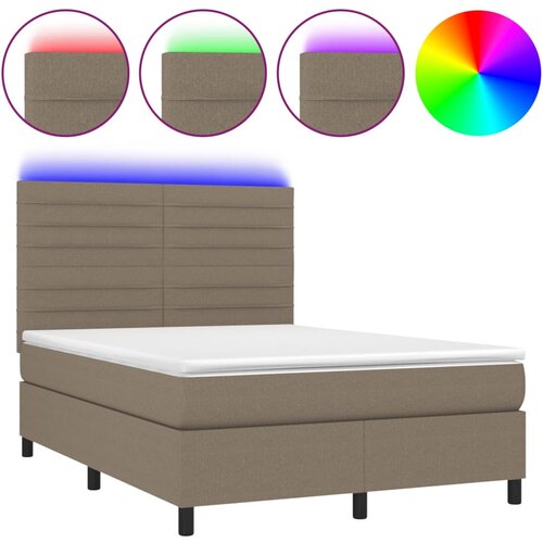 Maison Chic Box spring postelja - Vzmetna postelja z vzmetnico LED taupe 140x190 cm blago SL22212, (21892283) Cene