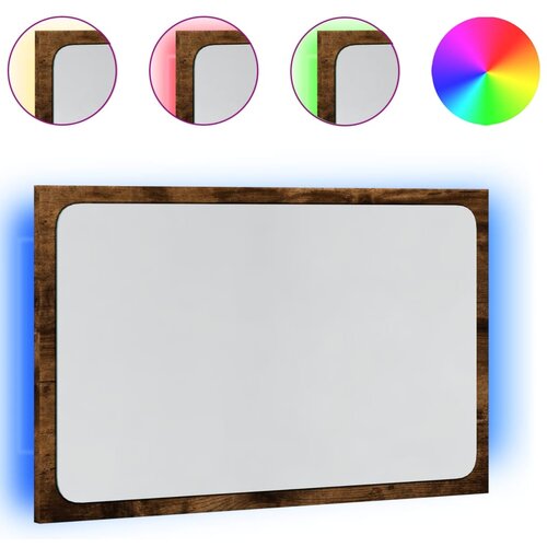 vidaXL LED kopalniško ogledalo dimljeni hrast 60x8,5x38 cm inž. les, (22056460) Cene
