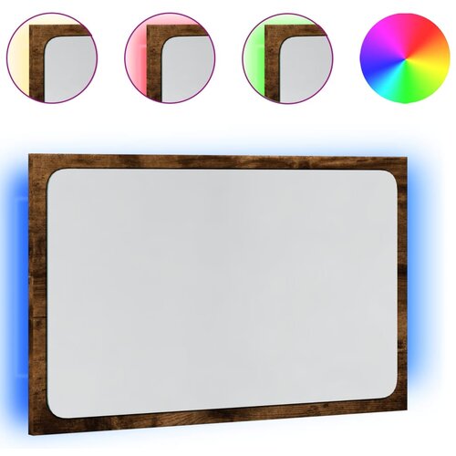 VidaXL LED kupaonsko ogledalo boja dimljenog hrasta 60x8 5x38cm drveno Slike