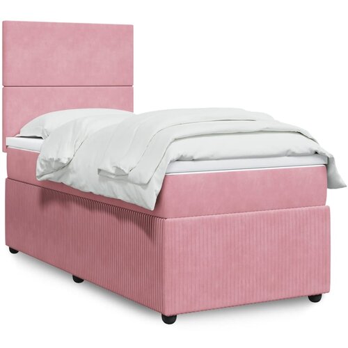 vidaXL Box spring postelja z vzmetnico roza 100x200 cm žamet Cene