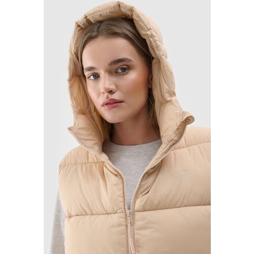 4f Womens Padded Gilet With Hood Beige WAW24TVJ Slike