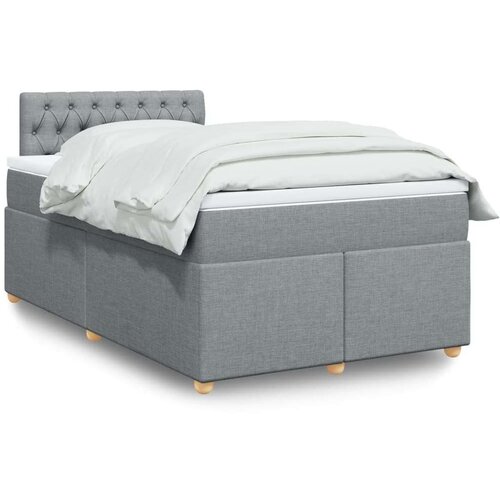 vidaXL Boxspring postelja z vzmetnico svetlo siva 120x190 cm blago Cene