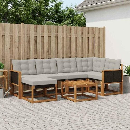  Set vanjskih sofa 7 kom. Prirodna i svjetlosiva Cene