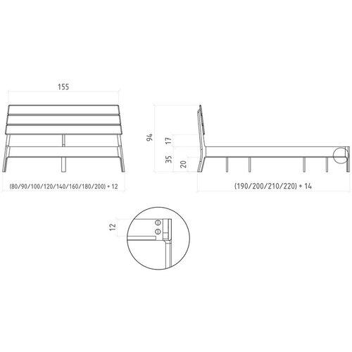 The Beds Zakonska postelja iz masivnega hrasta 200x200 cm v naravni barvi Twig &amp;ndash; Slike