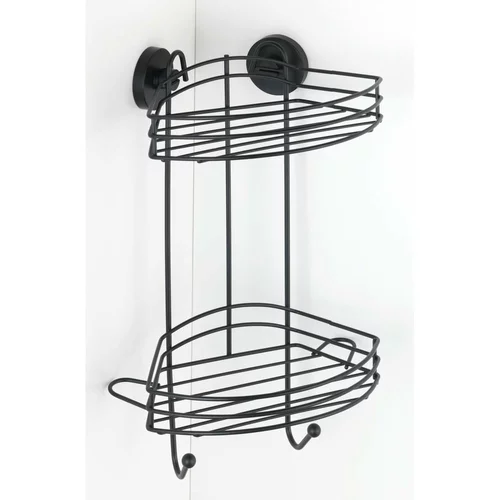 Wenko Črna kotna kopalniška polica Vacuum-Loc® Pavia, višina 43 cm