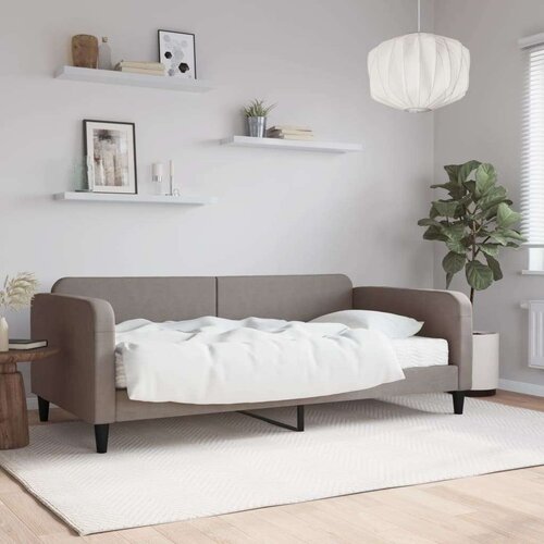 VidaXL Dnevni krevet s madracem smeđesivi 100 x 200 cm od tkanine Slike