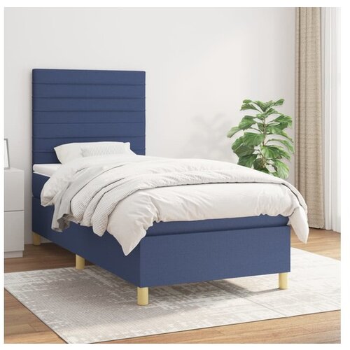 VidaXL Krevet s oprugama i madracem plavi 80x200 cm od tkanine Slike
