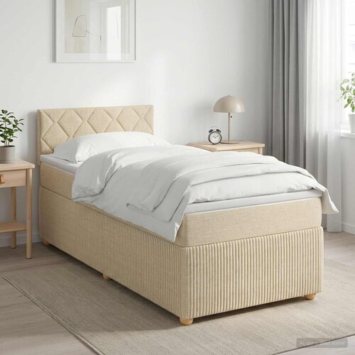  Boxspring krevet s madracem Krem 90 x 200 cm Tkanina Krema 200 x 90 x 100.5 cm Cene