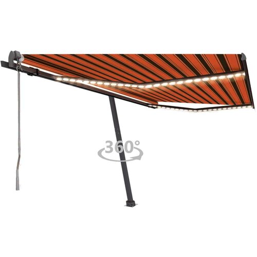  Avtomatska tenda LED + senzor 400x300 cm oranžna/rjava, (20729068) Cene