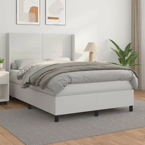 Box spring postelja z vzmetnico bel 140x190 cm umetno usnje, (20901018)