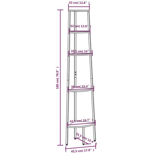  Kutne police s 5 razina tamnosmeđe-crne 45,5 x 31,5 x 180 cm Slike