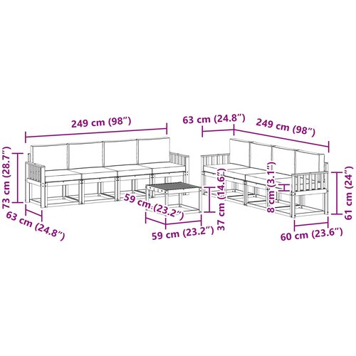  Set vanjskih sofa 9 kom. Prirodna i antracit Slike
