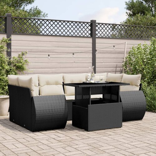 VidaXL 7-dijelni set vrtnih sofa od poliratana s jastucima crni Slike