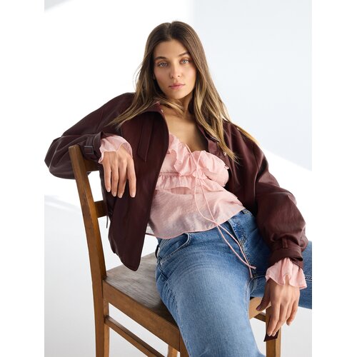 Reserved Bluza s volanima - ružičasta Cene