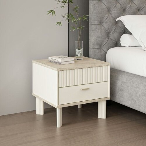 Hanah home noćni ormarić Valento 20223, 50 cm, Moonstone / travertin Cene
