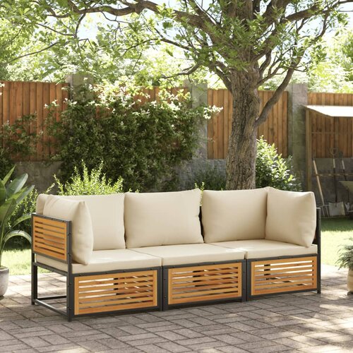 VidaXL 3-dijelna set vrtnih sofa s jastucima masivno bagremovo drvo Slike