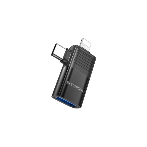  USB adapter BOROFONE BV18 iPhone/lightning male to Type-C male to USB female USB2.0 2-in-1 black Cene