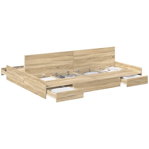  Krevet s ladicama Sonoma hrast 150 x 200 cm Konstruirano drvo Slike