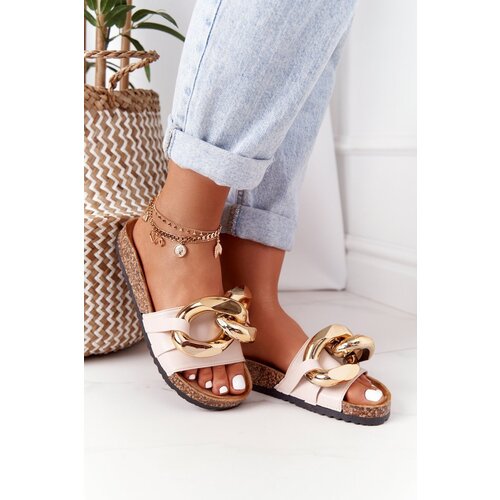 Boto Slippers On The Cork Sole With Chain Beige Last Dance Slike