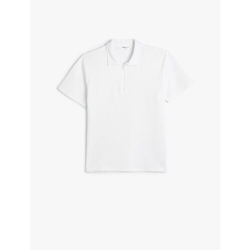 Koton Polo Neck T-Shirt Half Zipper Textured Short Sleeve Slike
