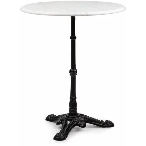 Blumfeldt Patras, bistro miza, marmornata plošča, Ø60 cm, litoželezna noga