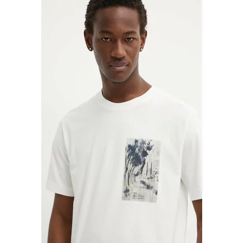 Marc O'Polo Pamučna majica za muškarce, boja: bež, s tiskom, 424201251460