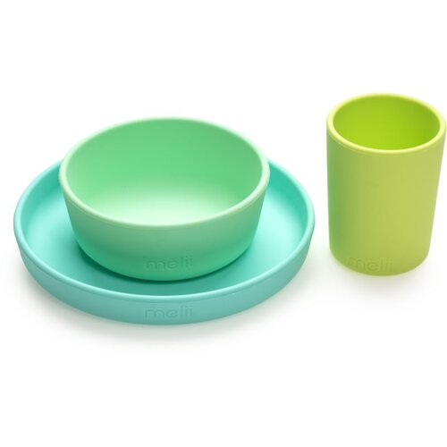 Melii Feeding Set jedilni set Mint, Blue, Lime Cene
