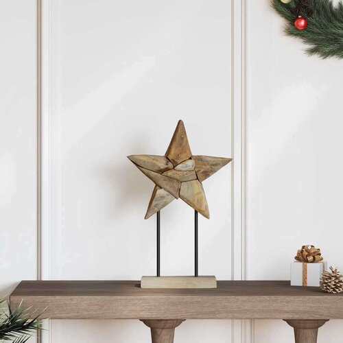 vidaXL Božićna zvijezda Smeđa 30 x 5 x 45 cm Čvrsto teak drvo Cene