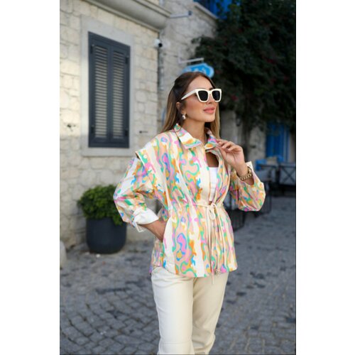 Laluvia Colorful Original Model Special Design Seasonal Trench Coat with Detachable Sleeves Cene
