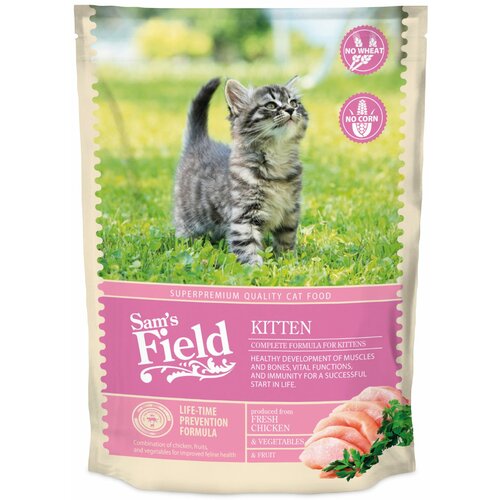 Sams Field Cat Kitten sveža piletina, voće i povrće, potpuna suva hrana za mačiće 400g Slike