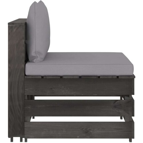 vidaXL Modularna srednja sofa s jastucima od sivo impregniranog drva Cene