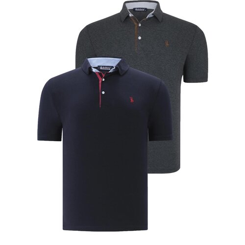 Dewberry DUAL SET T8582 MENS T-SHIRT-NAVY BLUE - ANTHRACITE Slike