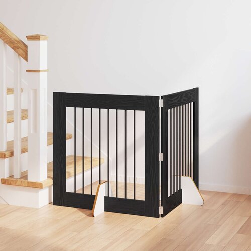  Vrata za pse s postoljem 2 pcs Crni hrast 80 x 80 cm Cene