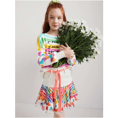 Desigual White Girls' Patterned Skirt with Belt Suiza - Girls Slike