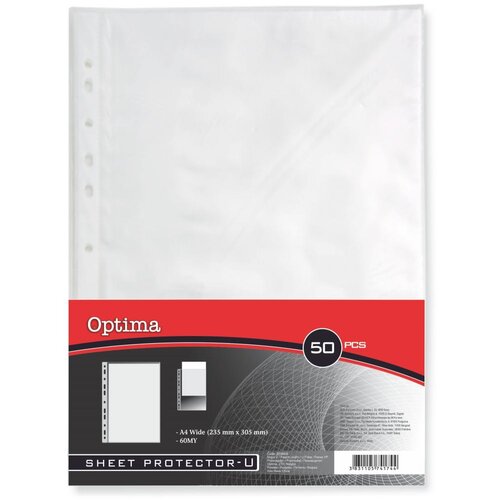 Optima Vložna PVC U mapa A4 60 mic, 50 kosov Cene