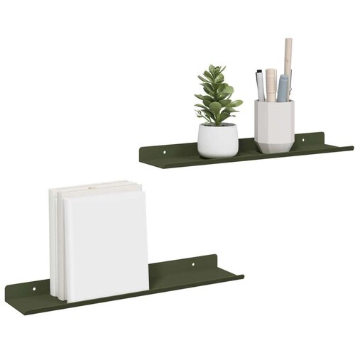  Polica na zidu Zidne 2 pcs Maslinasto zelena 40 x 9 x 2 5 cm - Maslinovo zelena 40 x 9 cm 2 Slike