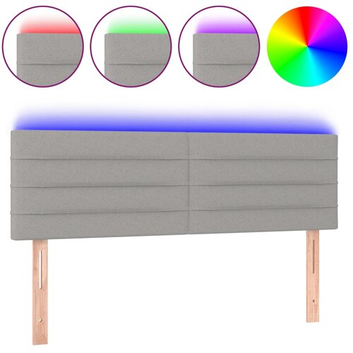  LED uzglavlje svjetlosivo 144 x 5 x 78/88 cm od tkanine Slike