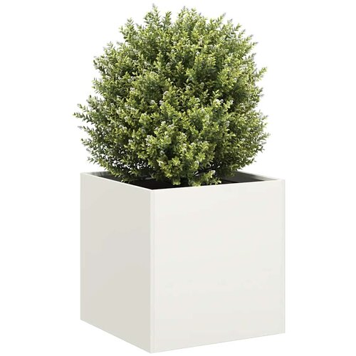 VidaXL Cvetlično korito belo 40x40x40 cm hladno valjano jeklo Slike