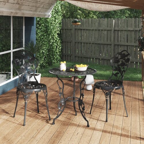 VidaXL 3-dijelni bistro set od lijevanog aluminija crni Slike