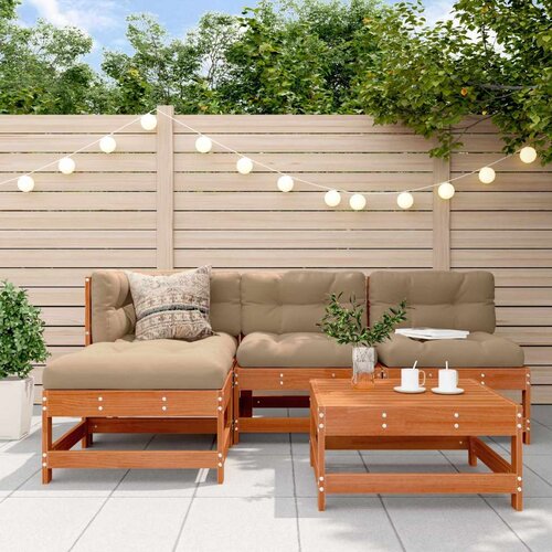  Set lounge namje&scaron;taja za vrt 5 pcs Vosak Smeđa Masivna borovina - Vosak smeđa Cijene