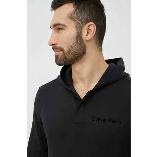 Calvin Klein Pulover za vadbo moška, črna barva, s kapuco