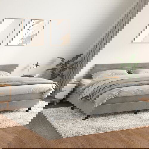 The Living Store Box spring postelja z vzmetnico svetlo siva 160x200 cm žamet - Box Spring Postelja, (21493538) Cene