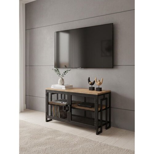 Hanah home TV komoda Zent, 90 cm, atlantski bor / crna Cene