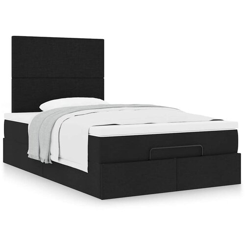 VidaXL Otomanski posteljni okvir z vzmetnico črn 120x190 cm blago Slike