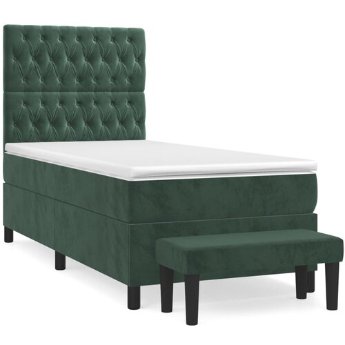 vidaXL Box spring postelja z vzmetnico temno zelena 80x200 cm žamet, (20900439) Cene
