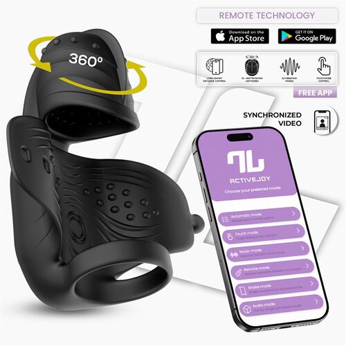 INTOYOU App Series Zonte Rotating Cap Vibrating Masturbator with App Black Slike
