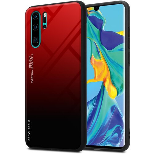 Cadorabo Ohi&scaron;je, združljiv s Huaweijem v rdeči barvi - črni - dvobarvni za&scaron;čitni pokrov iz silikona TPU in hrbta iz kaljenega stekla, (20572577) Cene