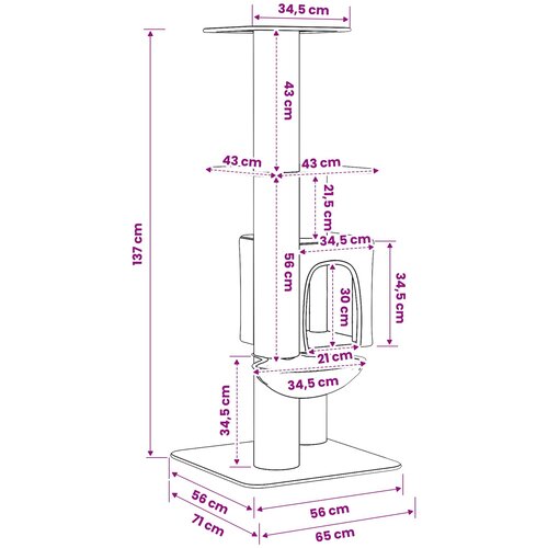 Mačje drvo s sisalnim postoljima za grebanje Tamnosiva 137 cm Slike